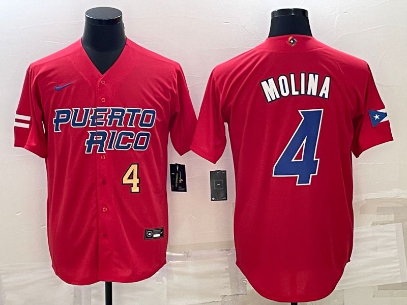 Men 2023 World Cub 4 Molina Red Nike MLB Jersey1